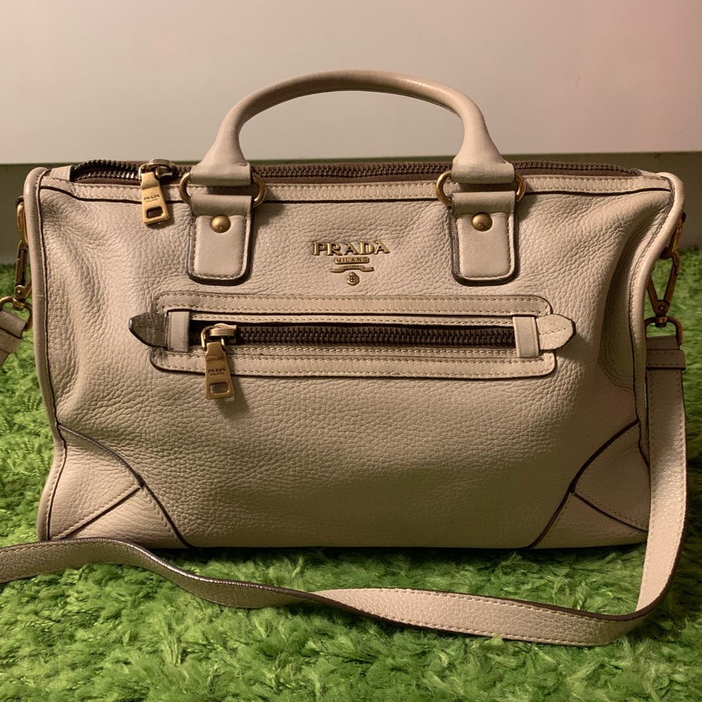 Prada ivory leather motor bag